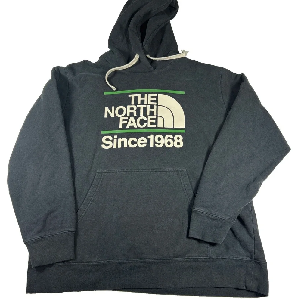 The North Face Adventure Hoodie Mens Extra  Large Black Green Pullover Pocket